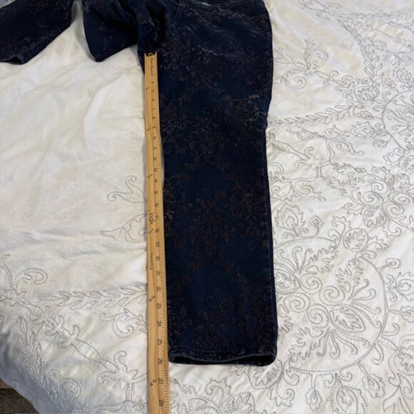 OLD NAVY Pixie Velvet Flocked Pants Mid Rise Ankle Stretch Blue Black Floral 14 - Picture 9 of 11